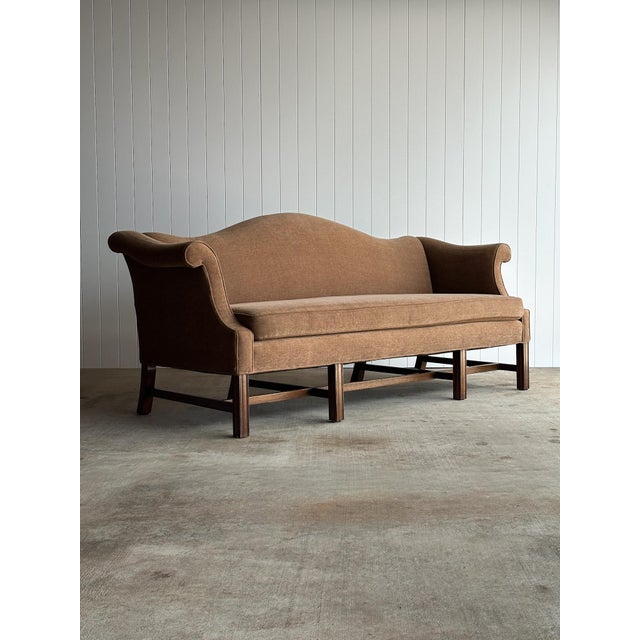 Wood Vintage Chippendale-Style Camelback Sofa For Sale - Image 7 of 17