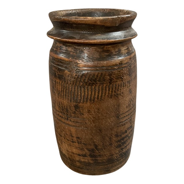 Wood Himachal Pot, 1920s For Sale
