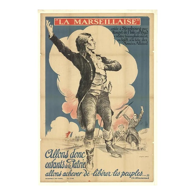 1915 Jacques Carlu 'La Marseillaise' Vintage Black & White Lithograph For Sale