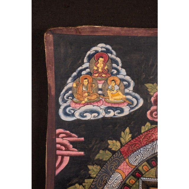 Antique 19th Century Tibetan Buddhist Mandala Thangka With Meditation Buddha For Sale - Image 4 of 9