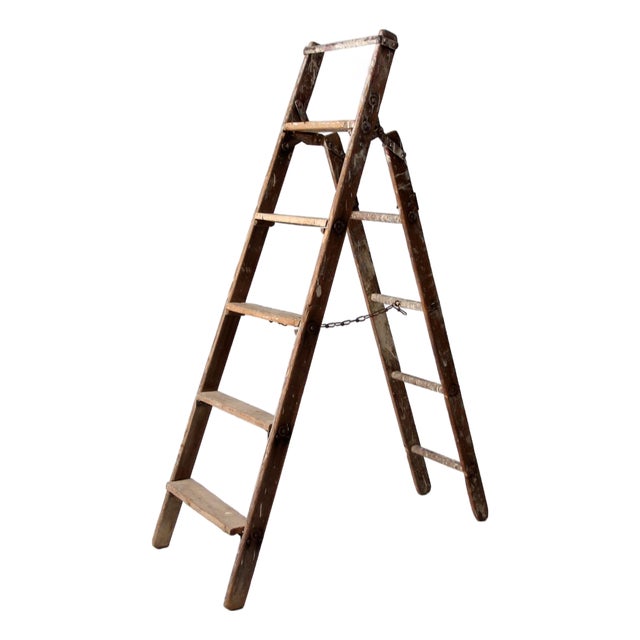 Antique Wooden Folding Ladder For Sale