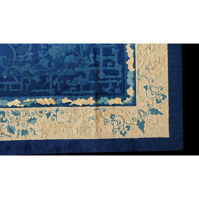 1900s Antique Light Blue Chinese Dragon Design Room Size Peking Area Rug For Sale - Image 4 of 12