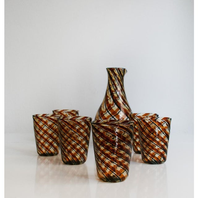 Italian Modern Murano Glasses and Pitcher by Mariana Iskra, 2004s, Set of 7 For Sale - Image 9 of 18