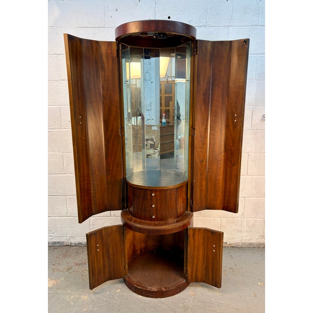 Early 19th Century 1930s Art Deco "Rocket" Style Figured Walnut Cylinder Cocktail Cabinet For Sale - Image 5 of 17