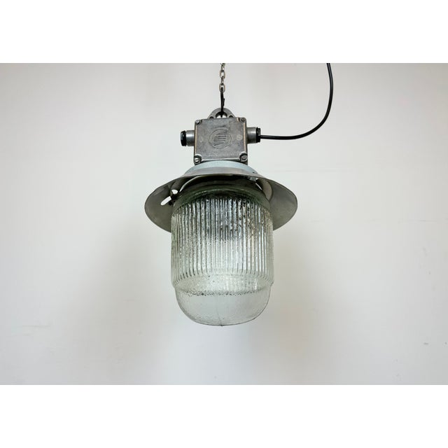 Industrial Aluminium Light with Glass Cover from Elektrosvit, 1970s For Sale - Image 9 of 16