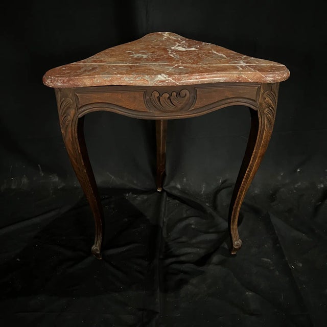 Late 19th Century French Carved Louis Xv Triangular Marble Top Side Table For Sale - Image 5 of 7