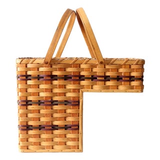 Vintage Splint Weave Stair Basket For Sale