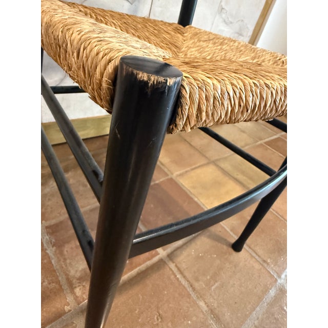 Black Mid-Century Modern Italian High-Back Black Side, Office Chair With a Rush Seat in the Iconic Style of Italian Designer Gio Ponti For Sale - Image 8 of 12