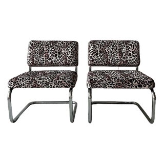 Chrome Cantilever Lounge Chairs, 1970s, Set of 2 For Sale