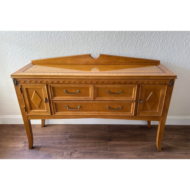 Stanley Furniture Italian Neoclassical Style Blonde Buffet Sideboard. Beautiful detail and ample storage. Brass hardware....
