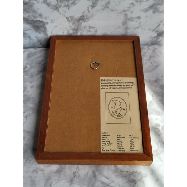 1990s Eagle Wood Inlay Art by Hudson River Inlay, Framed For Sale - Image 12 of 12