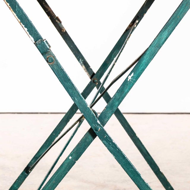 Round Dark Green Metal Folding Dining Table, 1950s For Sale - Image 4 of 8