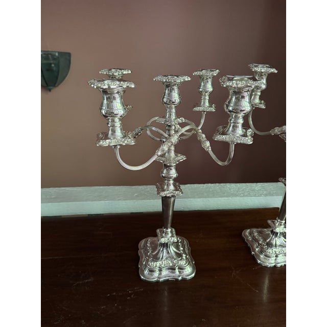 Mid 20th Century , 4 -Arm Candelabra Silverplate Sheffield Made in England For Sale - Image 13 of 18