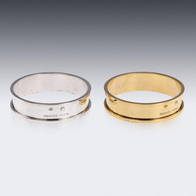 Mid 20th Century French Silver Gilt Napkin Rings from Hermès, 1960s, Set of 2 For Sale - Image 6 of 10