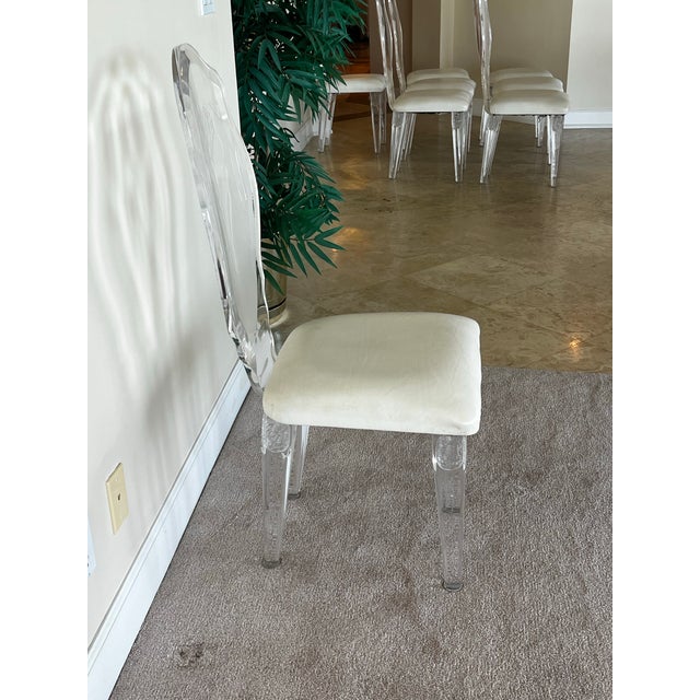 Off-white Vintage Acrylicore /Shahrooz Hollywood Regency Style Lucite Dining Chairs - Set of 8 For Sale - Image 8 of 12