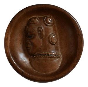 Africanist Low Round Wooden Relief Wall Sculpture, 1970s.