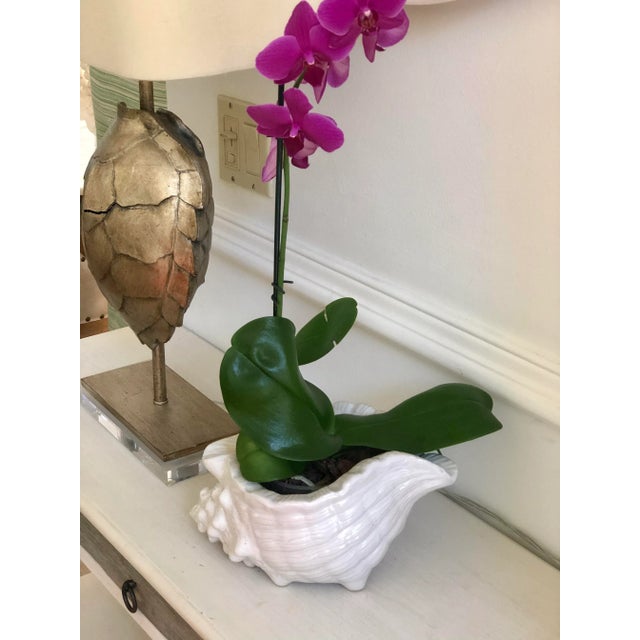 Vintage Coastal Ceramic Conch Shell Cache Pot | Chairish