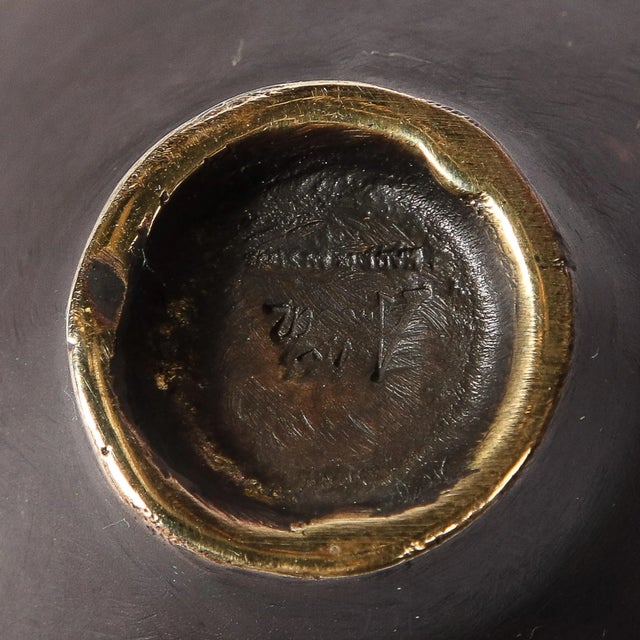 Mid-Century Modernist Patinated Brass Conical Dish Signed Carl Aubock For Sale - Image 10 of 10