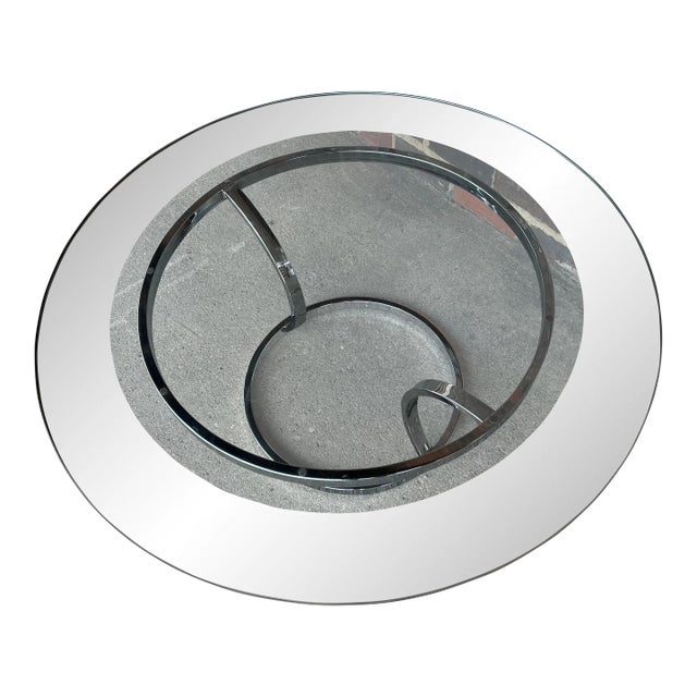 Bernhardt Furniture Company Coffee Table Circle Glass Chrome Mirror For Sale