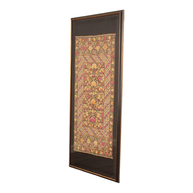 Kashmiri Style Hand Embroidered Crewel Framed Textile For Sale