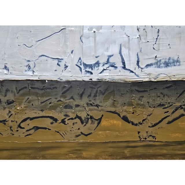 25.2" by 20.5" Shadow Box Framed Contemporary Neutral Color Palette Abstract Landscape Painting / Color Field For Sale - Image 6 of 10