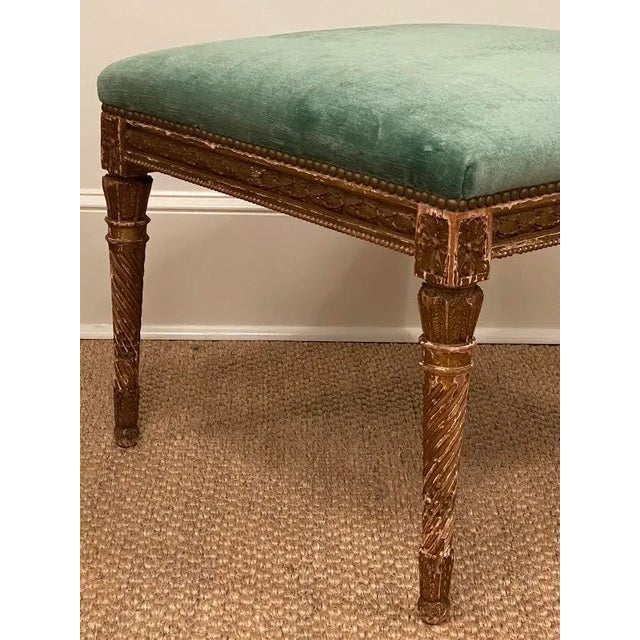 Teal Antique French Square Stool For Sale - Image 8 of 9