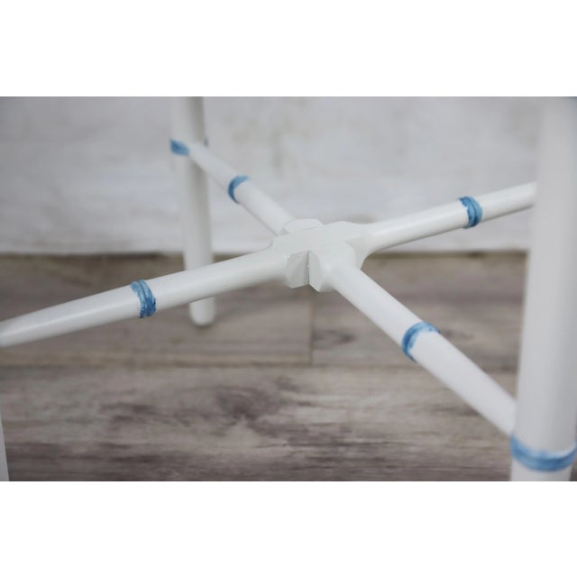 Antique White Pair of Faux Bamboo Leg Coffee Table/Sofa Side Tables. For Sale - Image 8 of 11