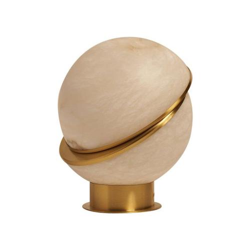Brass and Alabaster Offset Globe Table Lamp by Matlight Milano For Sale - Image 8 of 8