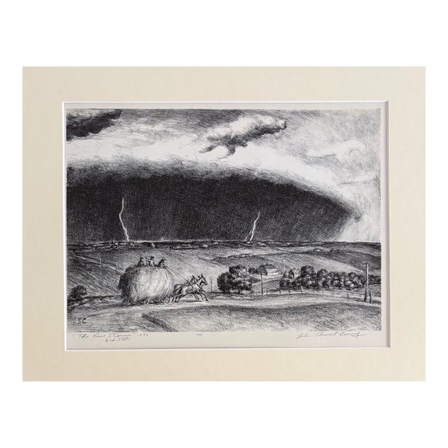 Vintage 1939 Print in 11x14 Mat: John Steuart Curry "The Line Storm" Frame Ready For Sale