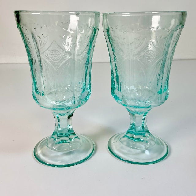 1970s Vintage Victorian Hollywood Regency Indiana Glass Co. Recollection Goblets - Set of 8 For Sale - Image 9 of 12