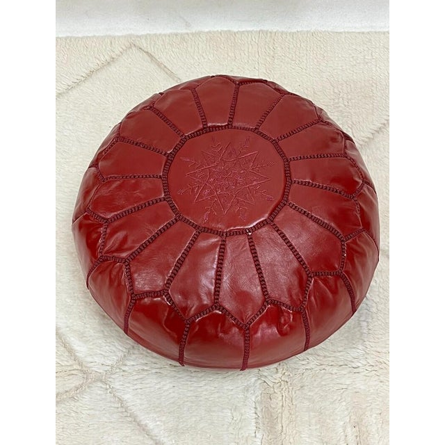 Moroccan Contemporary Moroccan Leather Pouf Ottoman Cover For Sale - Image 3 of 9