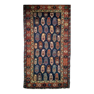 19th Century Caucasian Kazak Rug, Handwoven Wool, Allover Paisley Design, 4' x 7' For Sale