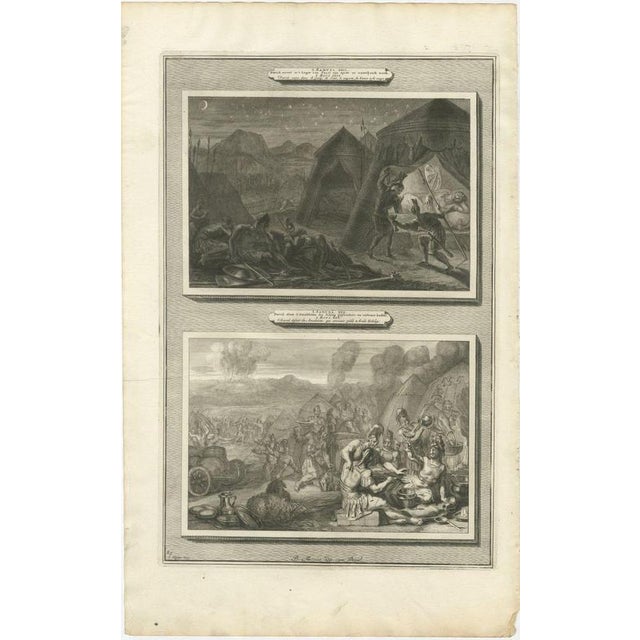 Baroque Pieter Mortier, David Takes Saul's Spear and Defeats the Amalekites, 1700, Engraving For Sale - Image 3 of 12