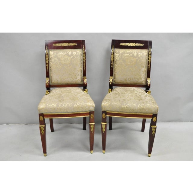 Vintage French Empire Mahogany Side Chairs With Bronze "Sphinx" Ormolu - A Pair For Sale - Image 12 of 12