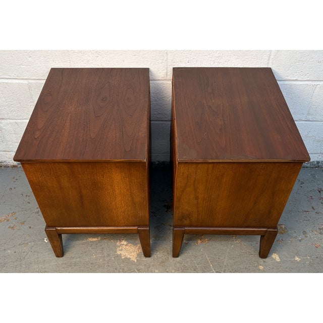 Wood Mid 20th Century Sculpted Walnut Nightstands, A Pair For Sale - Image 7 of 12