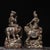 Asian Pair of Antique Gilt Bronze Bodhisattva Statues on Lion and Elephant Mounts, 0.9kg Each For Sale - Image 3 of 9
