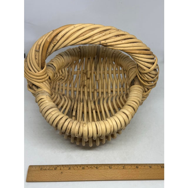 Vintage Small French 9” Handwoven Thick Wicker Gathering Basket For Sale - Image 11 of 12