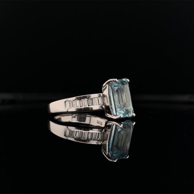 Green Diamond Aquamarine Ring 3.30TCW 14k Gold Women Certified For Sale - Image 8 of 12