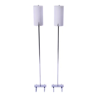 1960s Scandinavian Modern Paul Mayen for Habitat Chrome and Lucite Floor Lamps - a Pair For Sale