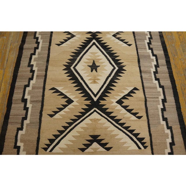 1920s Beige Medallion Tribal Antique American Navajo Carpet 4'2" X 5'10" Flatweave Wool Rug For Sale In New York - Image 6 of 9