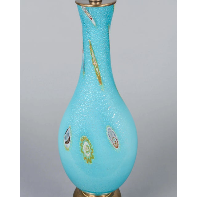 Aqua Mid-Century Murano Glass Table Lamp by Barovier & Toso, Italy, 1950s For Sale - Image 8 of 11