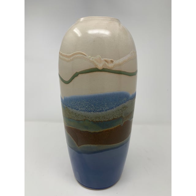 Mid-Century Modern Mid Century Modern Multi-Color Striped Vase For Sale - Image 3 of 11