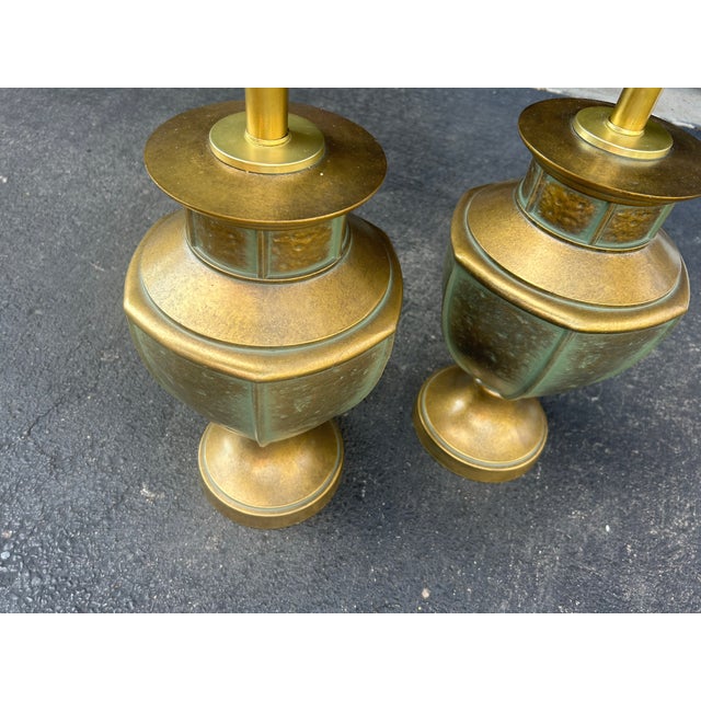 Mid 20th Century Hammered Metal Lamps - a Pair For Sale - Image 6 of 9