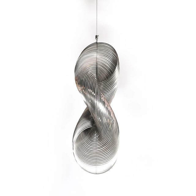 Metal Mid-Century Spiral Stainless Steel Hanging Sculpture 1/100 Signed Erwin Hauer For Sale - Image 7 of 18