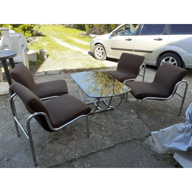 Hungarian Chrome-Plated Metal Table and Dining Chairs Set, 1960s, Set of 5 For Sale - Image 10 of 10