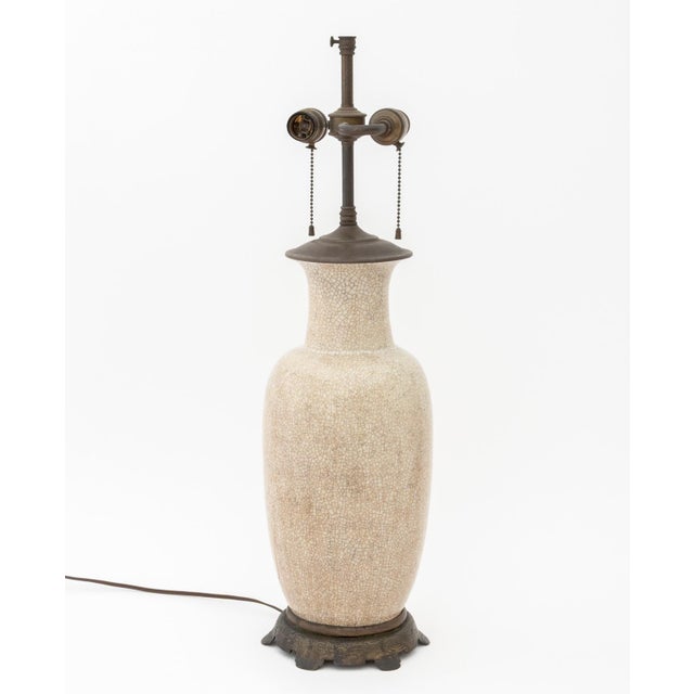 Chinese Ge Type Porcelain Vase Mounted as a Lamp For Sale In New York - Image 6 of 7