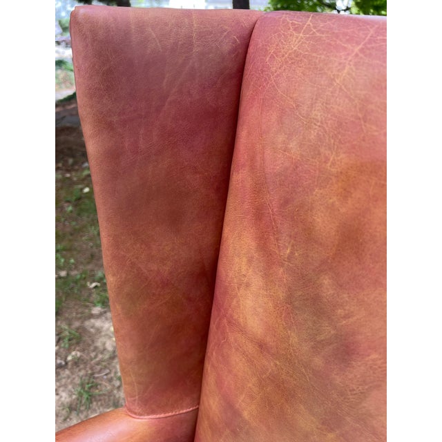 Apricot Hickory Chair Leather Delaware Host Chairs - A Pair For Sale - Image 8 of 12