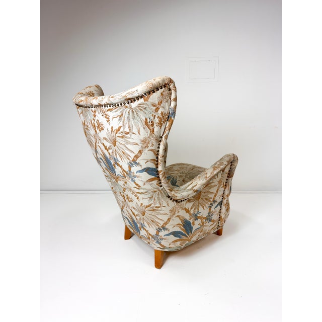 Fritz Hansen 1950's Swedish High Back Lounge Chair For Sale - Image 4 of 11