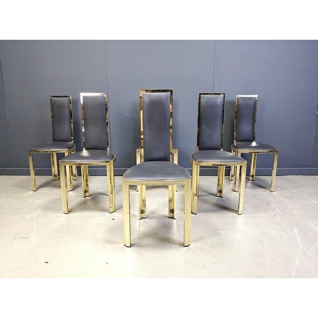 Vintage French Dining Chairs in Brass, 1970s, Set of 6 For Sale - Image 11 of 13
