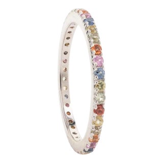 Multi Sapphire Minimalist Eternity Band Ring (All Sizes Available) For Sale